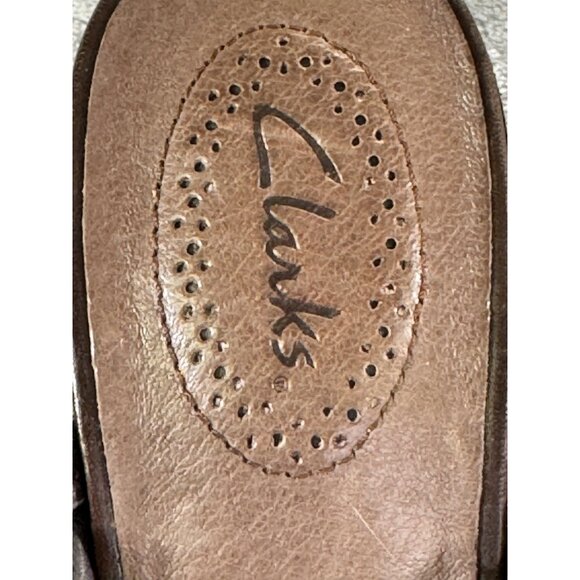 Clarks womens shoes size 7M brown leather strappy mules - Picture 5 of 16
